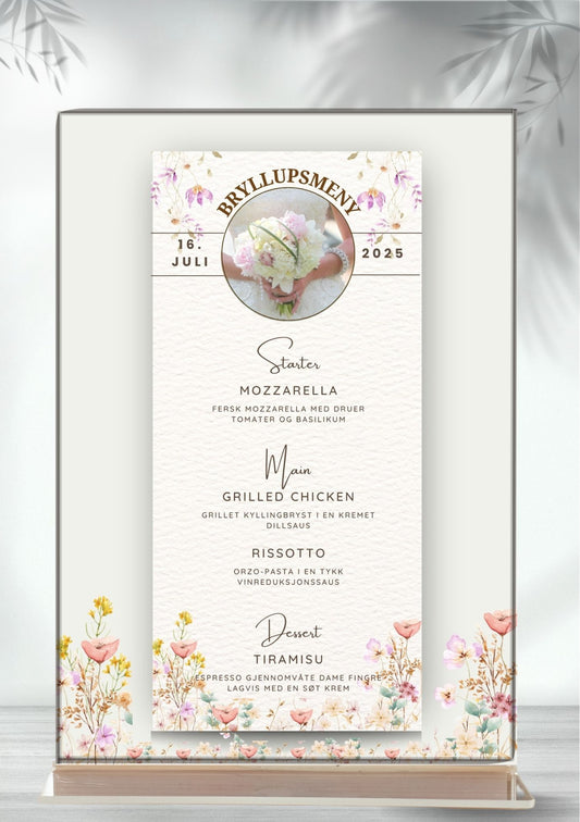 Meny til bryllup - personlig og elegant design - KISS DEKOR