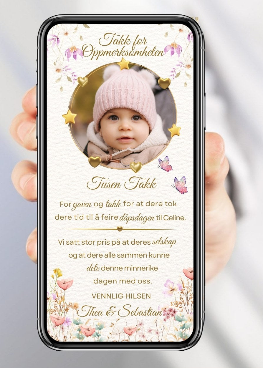 SMS takkekort til dåp og navnefest