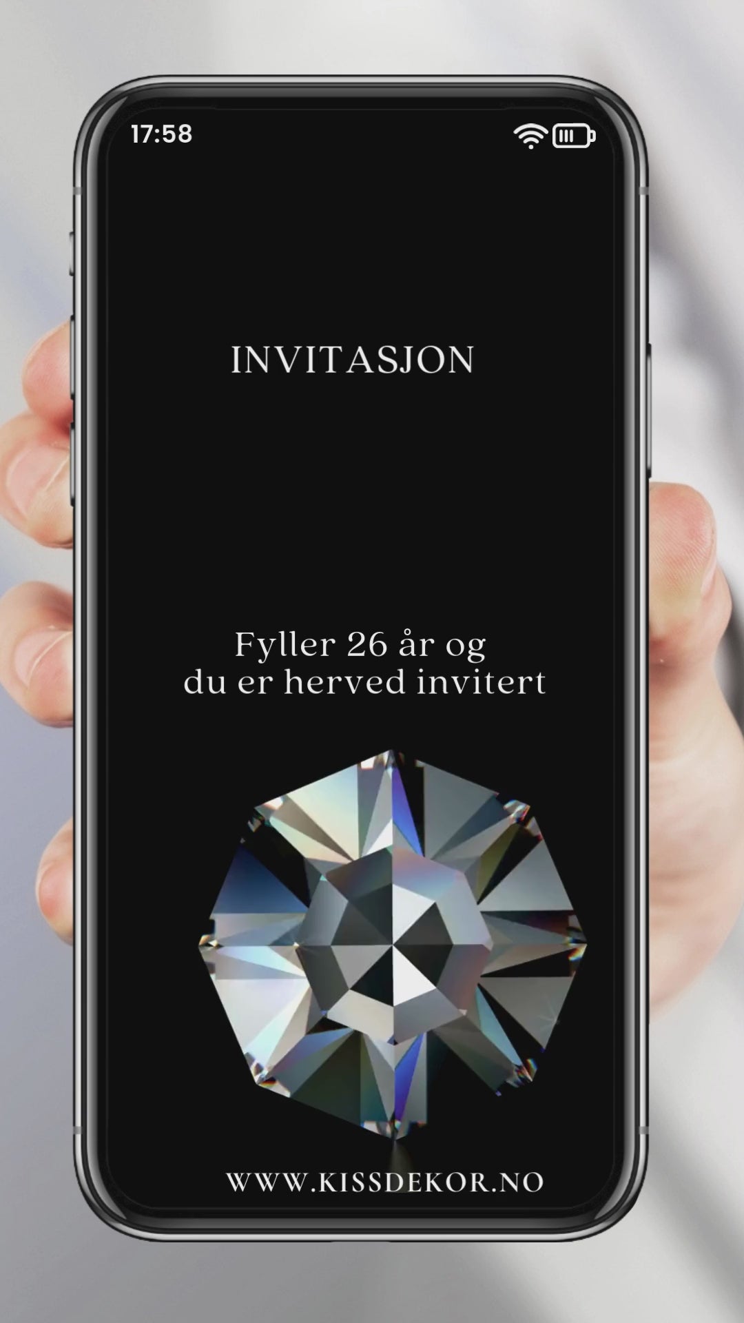 Video Invitasjon Diamant Bursdag-sort (0:31)