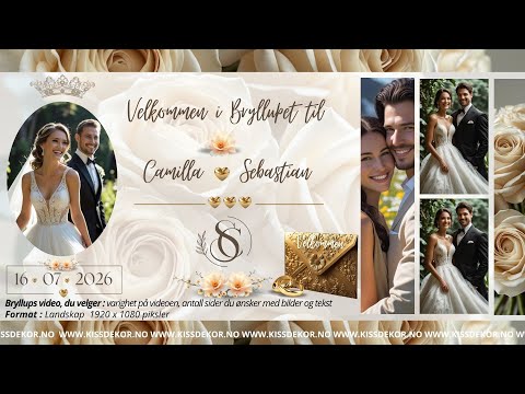 Video-presentasjon bryllupsjubileum romantisk med musikk - personlig design med ferdig tekstforslag - KISS DEKOR