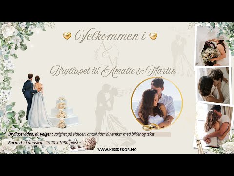 Video-presentasjon bryllupsjubileum romantisk med musikk - personlig design med ferdig tekstforslag - KISS DEKOR