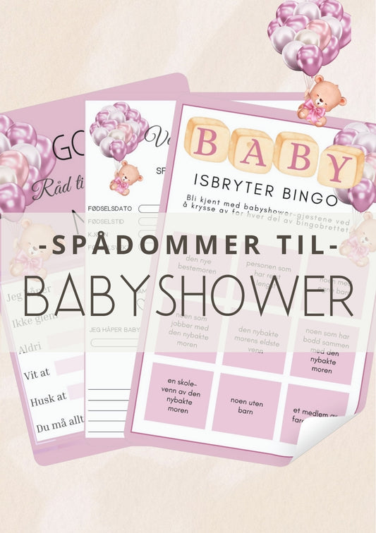 Babyshower leker og minneplakater med personlig design fra KISS DEKOR