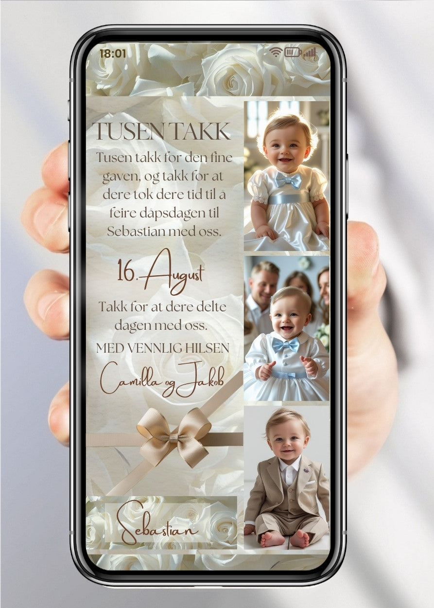 Dåpstakkekort klassisk design